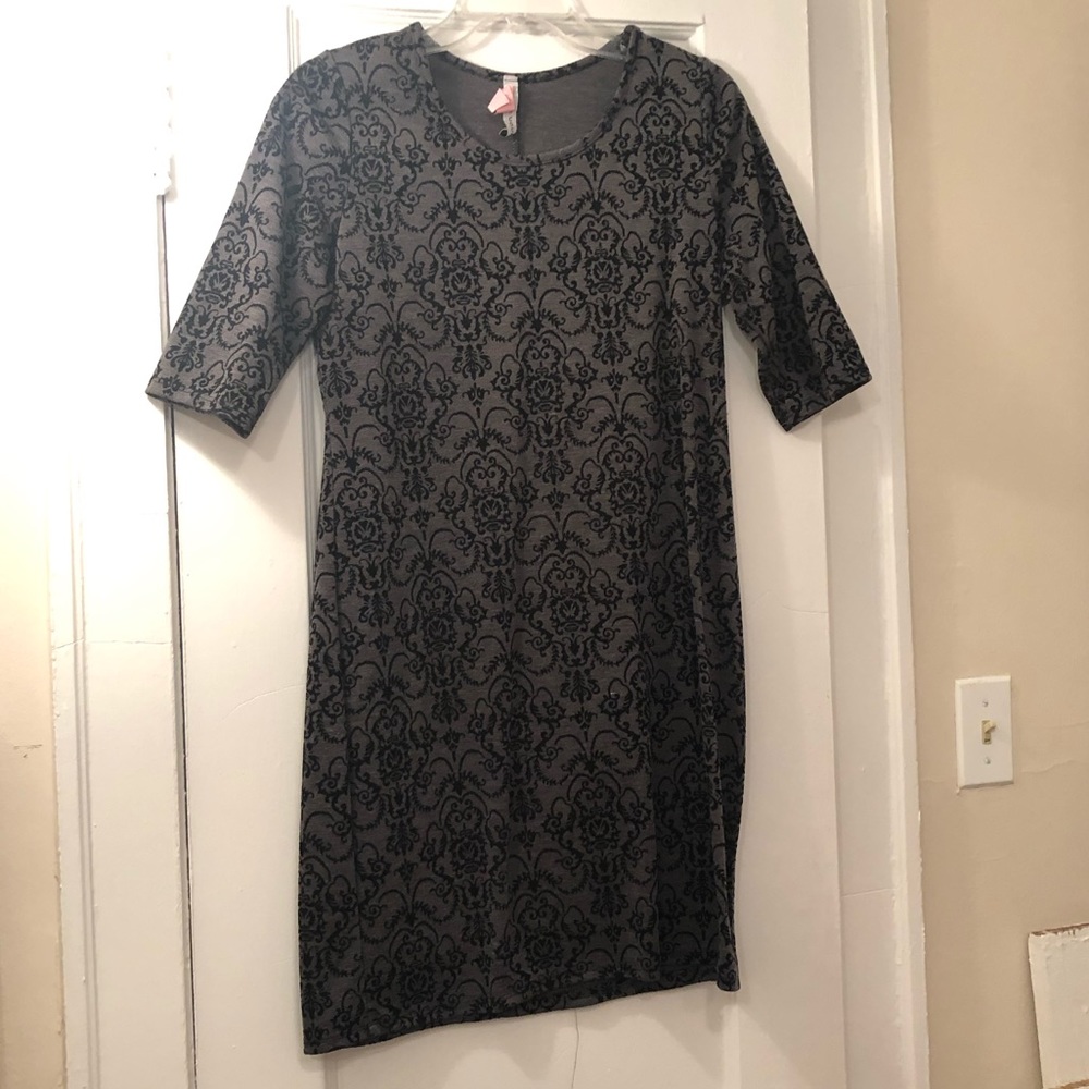 Velvet Flock Victorian Print Shift Dress